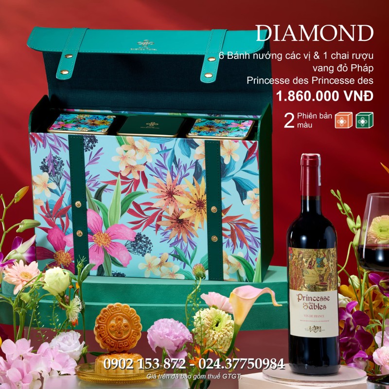 Bánh trung thu Daewoo Hộp 6 Bánh và Rượu - Diamond