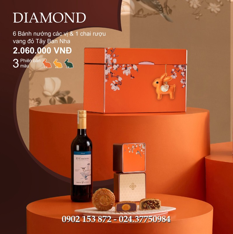 Bánh trung thu Daewoo Hộp 6 Bánh và Rượu - Diamond